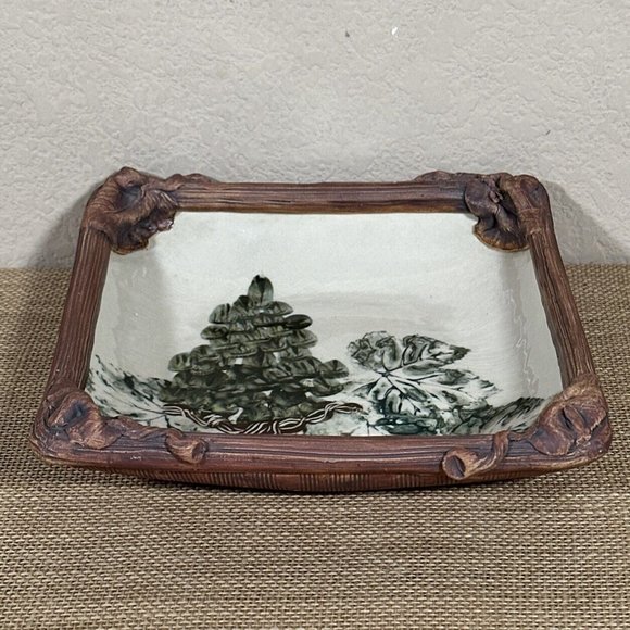 Ellen Evans Terrafirma Square Dish NY‎ Sculpted Pottery 9" Grapes VTG 1999 RARE - Picture 4 of 12